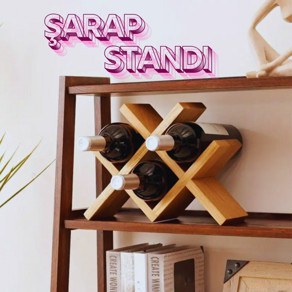 Ahşap Şarap Standı Raf Organizer